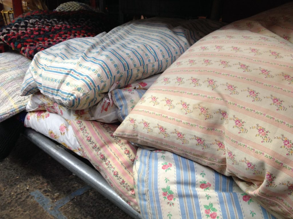 vintage down pillows with cute fabric