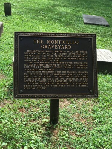 graveyard marker at Monticello