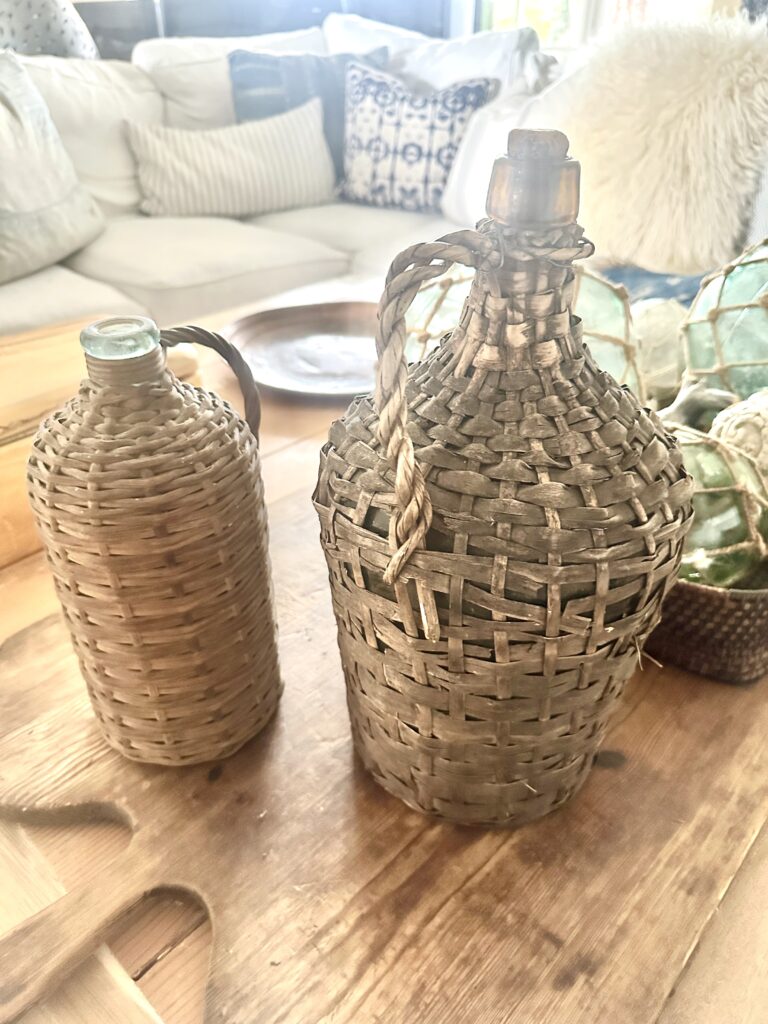 glass and vintage demijohns