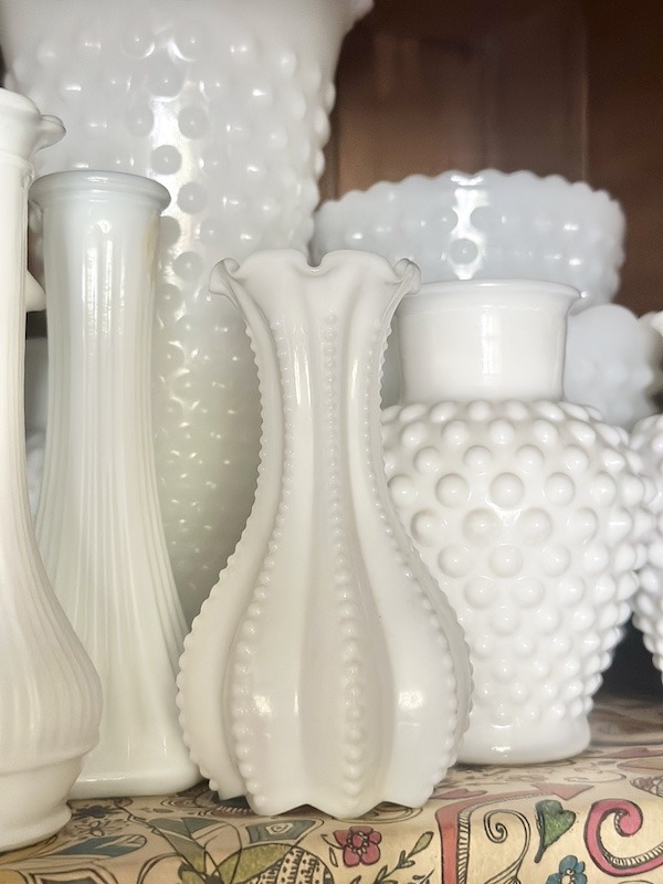 milk glass vase collection