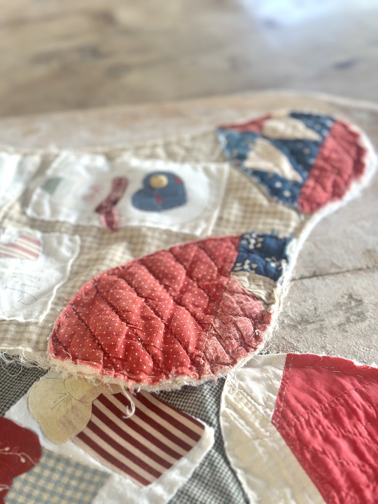 vintage worn quilts cut in pieces for crafts