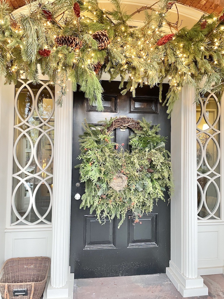 front door of Jean Stoffer Madison house Christmas home tour