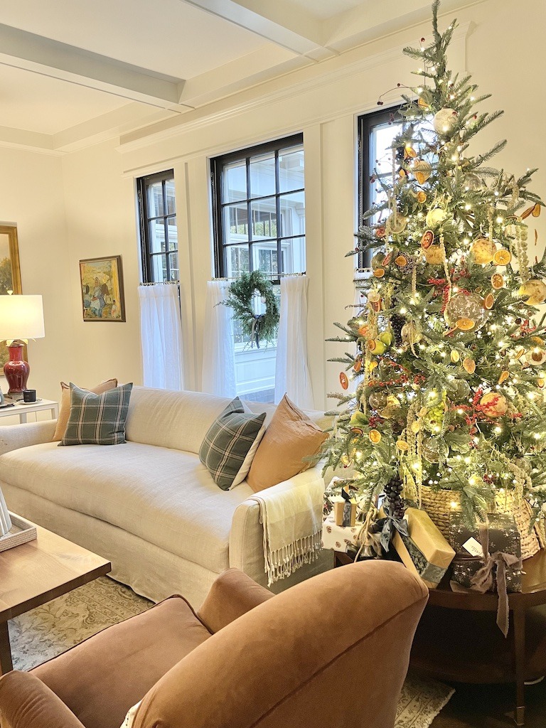 family room Christmas decor jean stoffer Madison holiday tour