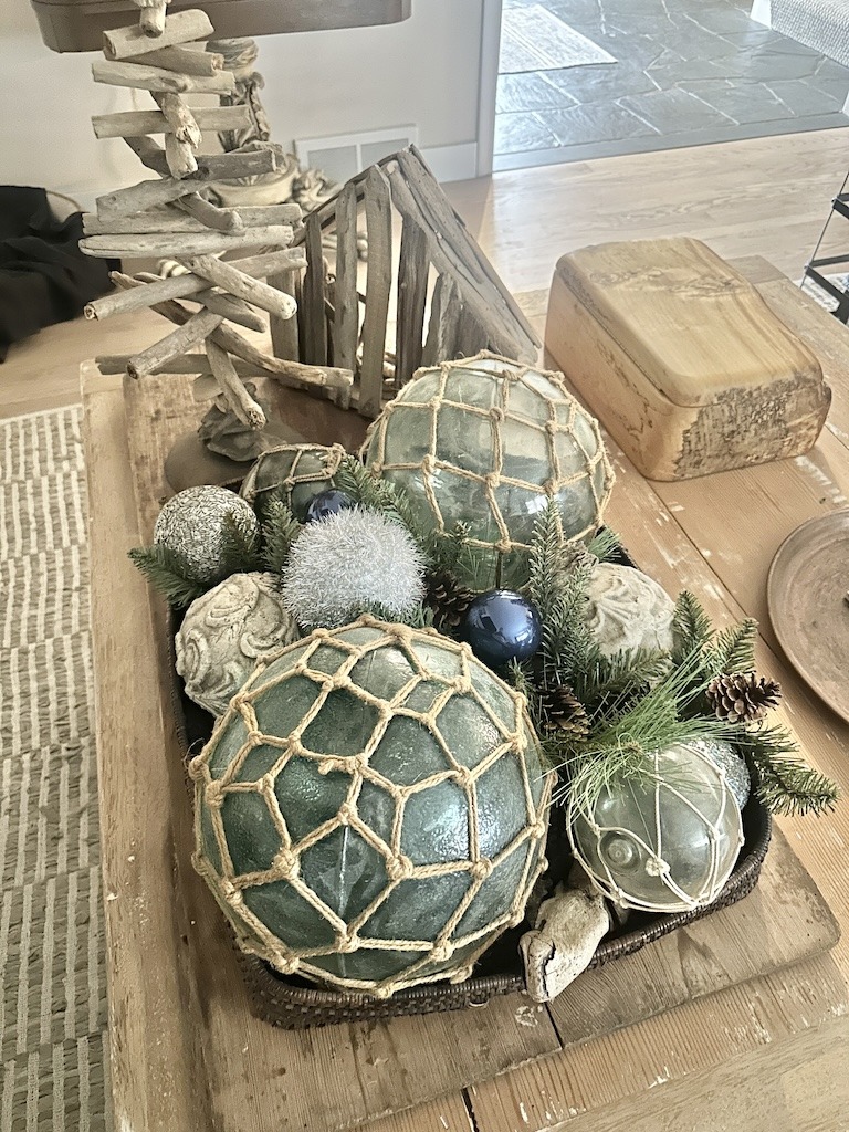 blue and white decor at Christmas