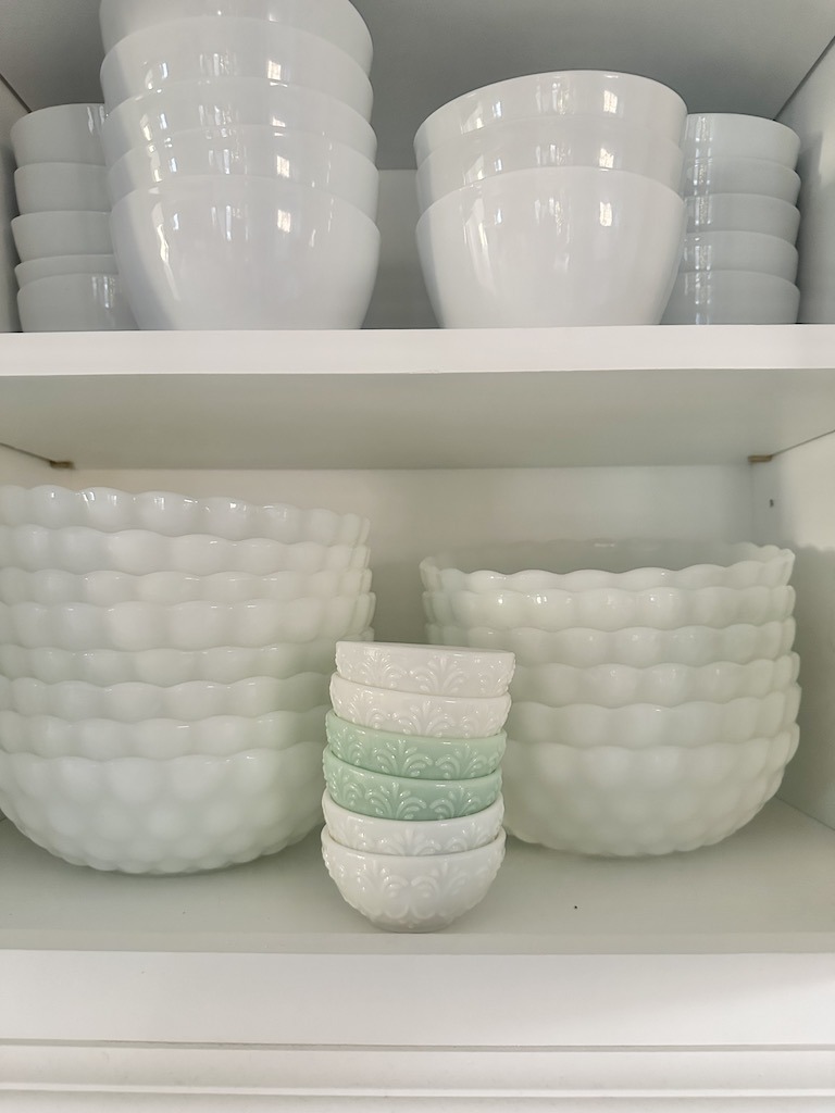 vintage or new milk glass for entertaining and christmas decorating