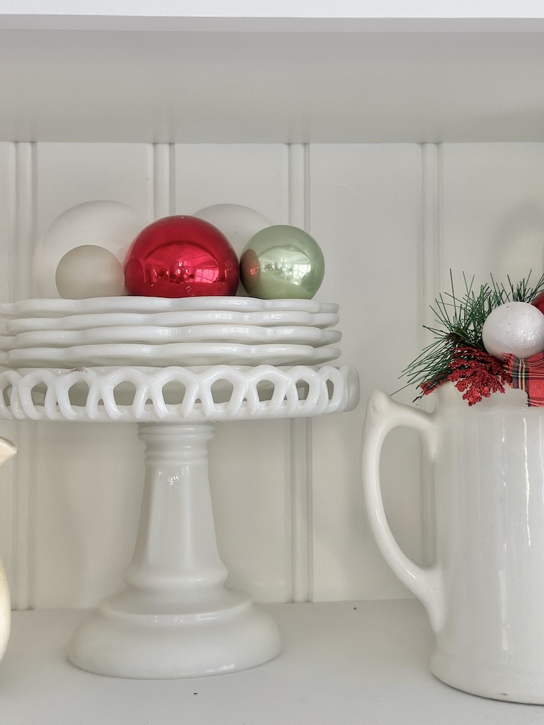 vintage milk glass plates and cake stands christmas decorating ornaments