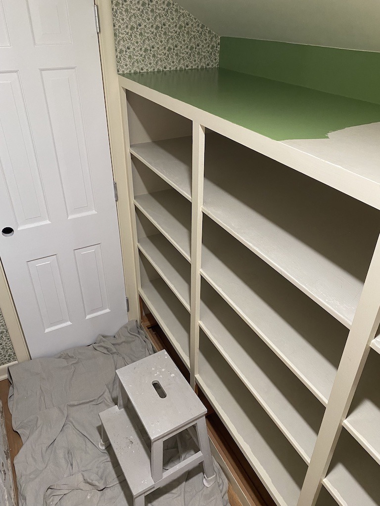 storage linen closet ready to be painted and made pretty