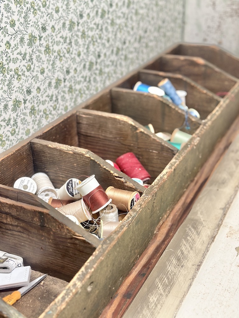 vintage items used for storage and pretty organization