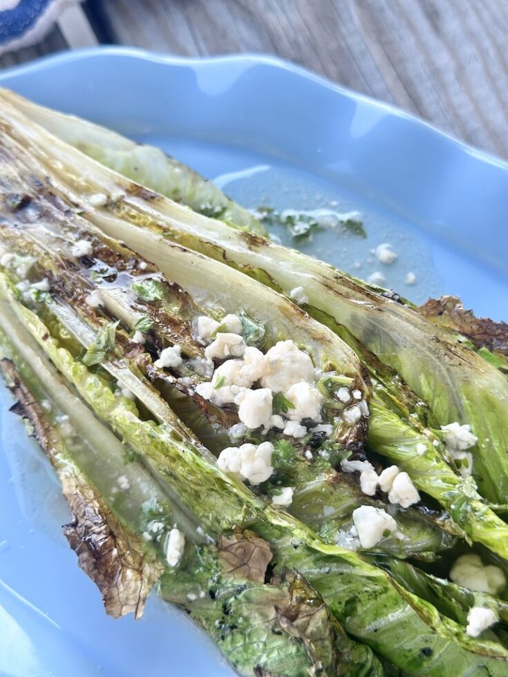 grilled romaine with blue cheese dressing Grilled Romaine Wedge Salad for Two